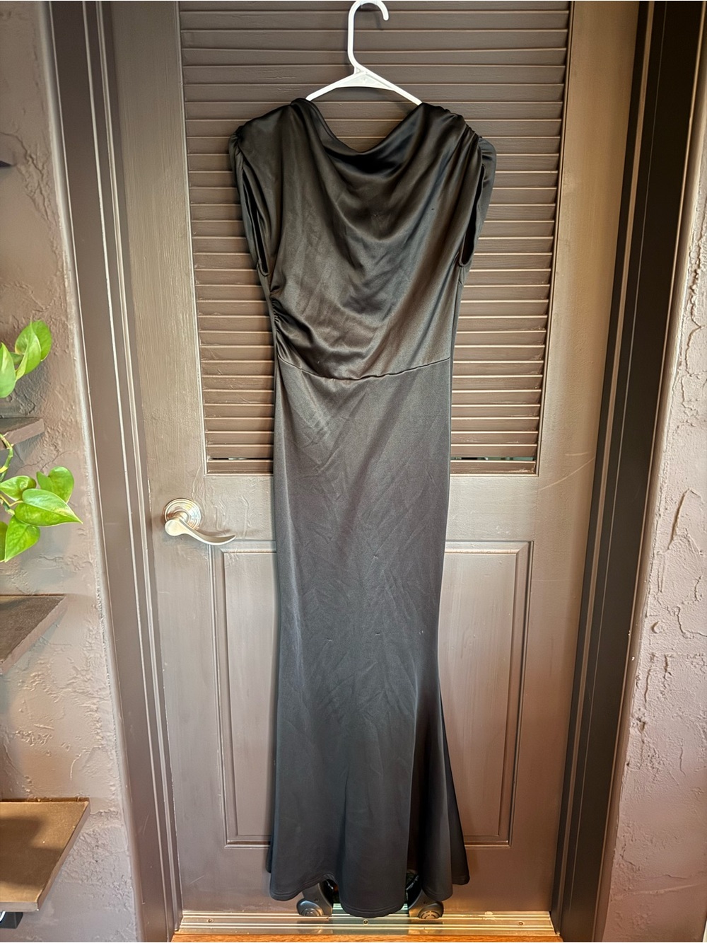 Elegant Black Draped Evening Dress